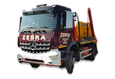 A Zebra Waste Disposal Services skip lorry